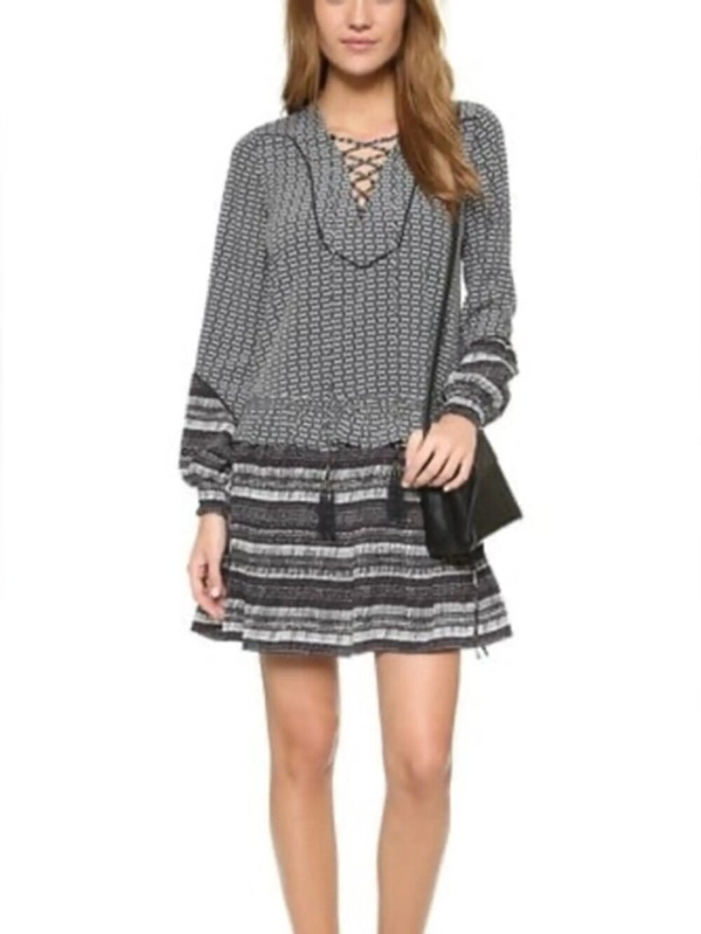 Twelfth Street by Cynthia Vincent Mini Dress Boho Chic Festival Black - Small